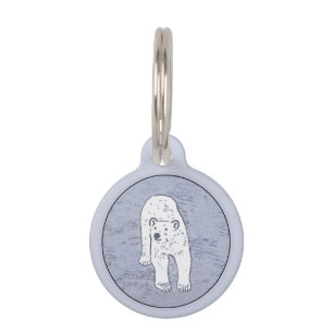 Polar Bear on Ice Painting - Original Wildlife Art Pet Tag