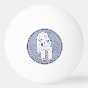 Polar Bear on Ice Painting - Original Wildlife Art Ping Pong Ball