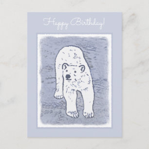 Polar Bear on Ice Painting - Original Wildlife Art Postcard