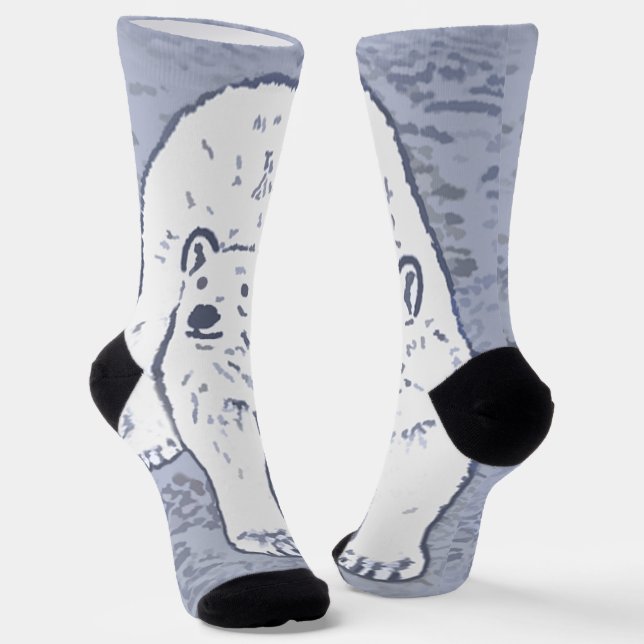 Polar Bear on Ice Painting - Original Wildlife Art Socks (Angled)
