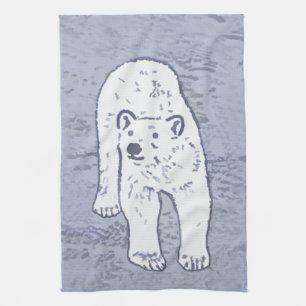 Polar Bear on Ice Painting - Original Wildlife Art Tea Towel