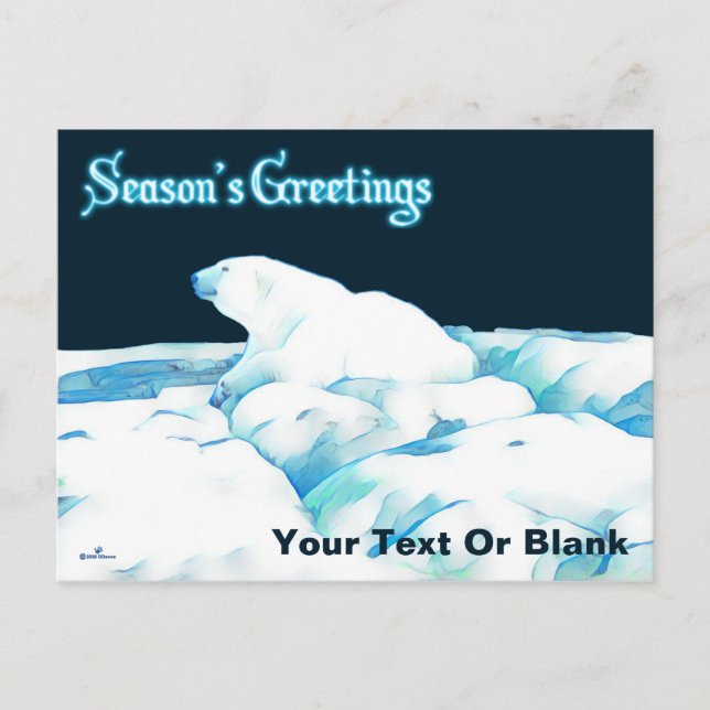 Polar Bear On Ice - Season's Greetings Holiday Postcard (Front)