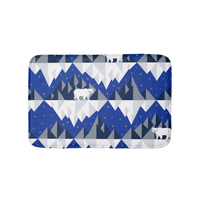 Polar Bear on Iceberg Seamless Pattern. Bath Mat (Front)