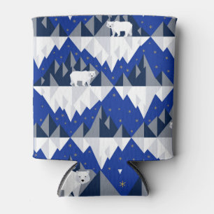 Polar Bear on Iceberg Seamless Pattern. Can Cooler