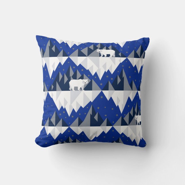 Polar Bear on Iceberg Seamless Pattern. Cushion (Front)
