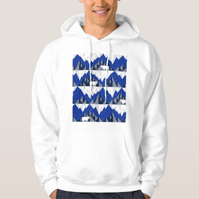 Polar Bear on Iceberg Seamless Pattern. Hoodie (Front)