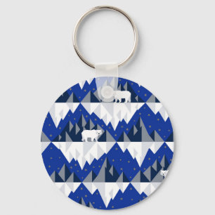 Polar Bear on Iceberg Seamless Pattern. Key Ring