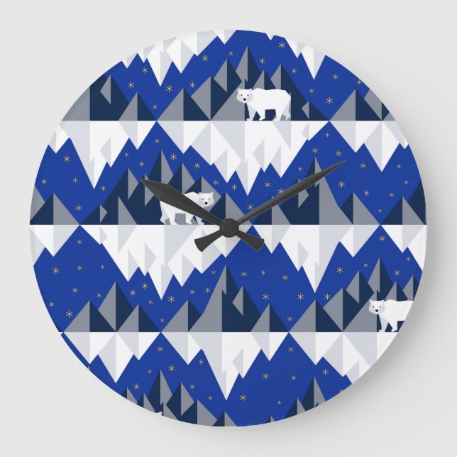 Polar Bear on Iceberg Seamless Pattern. Large Clock (Front)