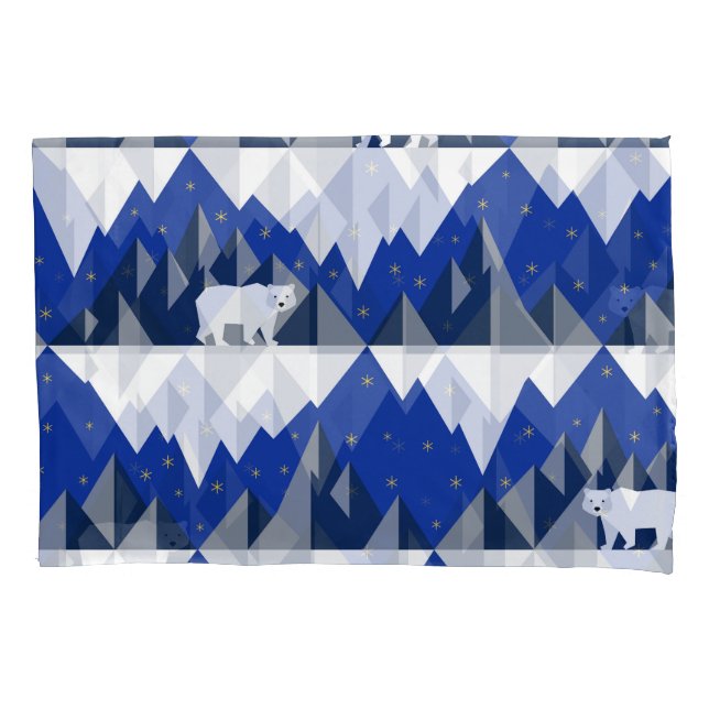Polar Bear on Iceberg Seamless Pattern. Pillowcase (Front)