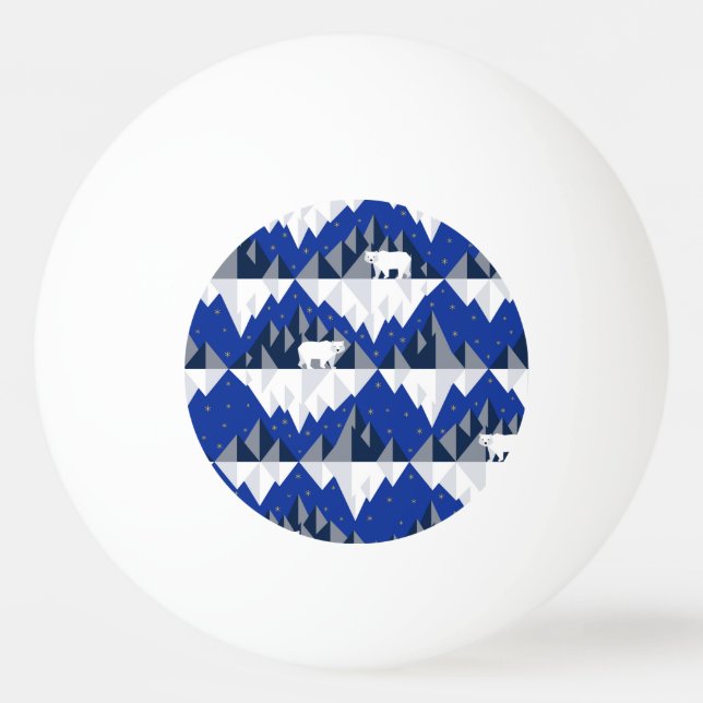 Polar Bear on Iceberg Seamless Pattern. Ping Pong Ball (Front)