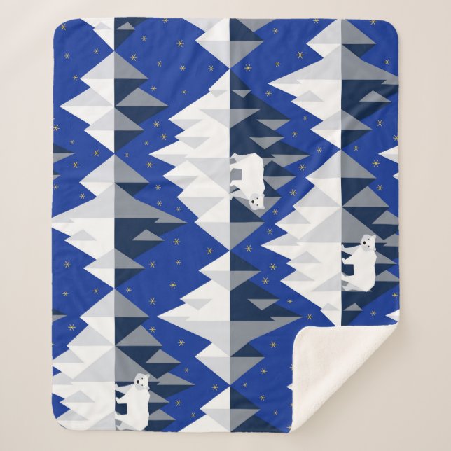 Polar Bear on Iceberg Seamless Pattern. Sherpa Blanket (Front)
