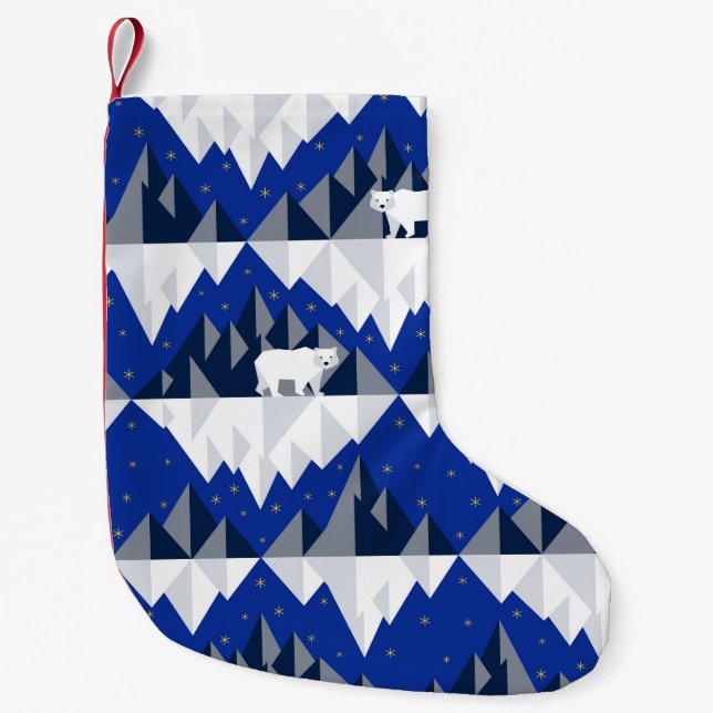 Polar Bear on Iceberg Seamless Pattern. Small Christmas Stocking (Front)