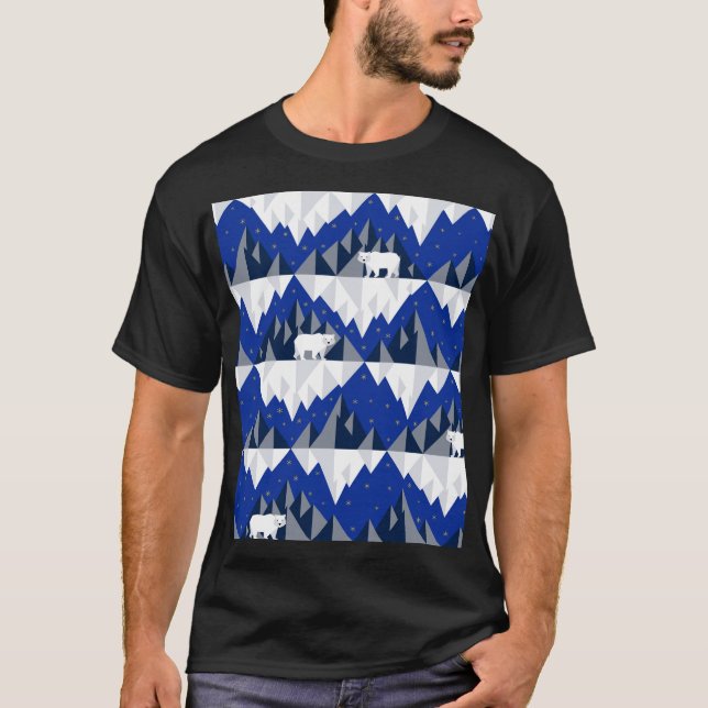 Polar Bear on Iceberg Seamless Pattern. T-Shirt (Front)