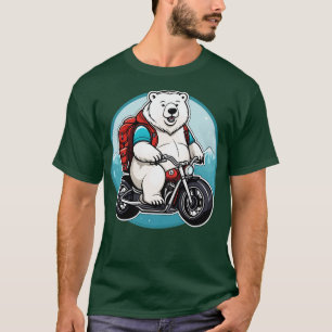 Polar Bear on Motorcycle Riding the Roads T-Shirt