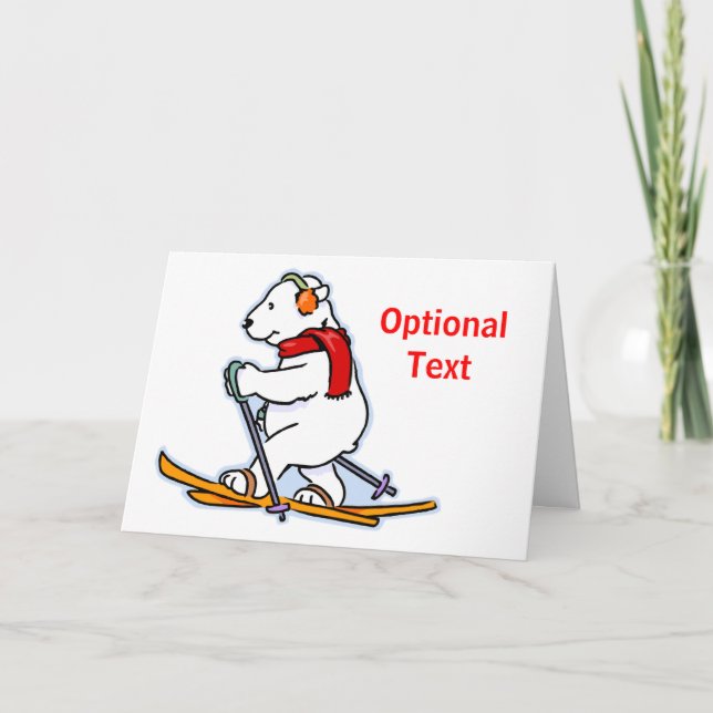 Polar Bear on Skis - Customisable Invitation (Front)