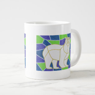 Polar Bear on Stained Glass Large Coffee Mug