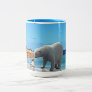 Polar Bear On The Beach, Two-Tone Coffee Mug