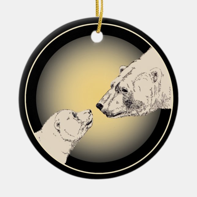 Polar Bear Ornament Mother Baby Personalised Gift (Front)