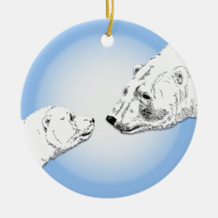 Polar Bear Ornament Mother Baby Personalised Gift