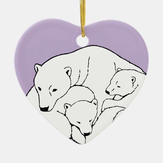 Polar Bear Ornament Mother Baby Personalised Gift (Front)