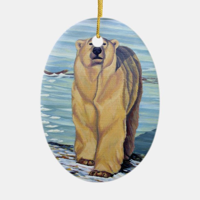 Polar Bear Ornament Personalised Bear Decoration (Front)