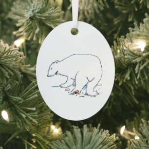 Polar Bear oval metal ornament