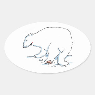 Polar Bear oval stickers