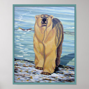 Polar Bear Painting Poster Wildlife Home Decor