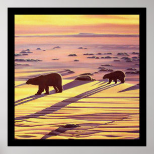 Polar Bear Painting Poster  Wildlife Home Decor