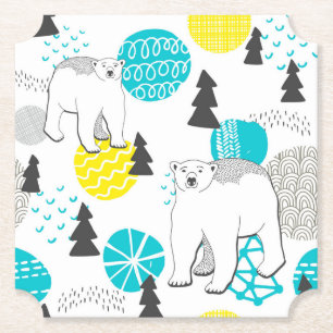 Polar bear paper coaster