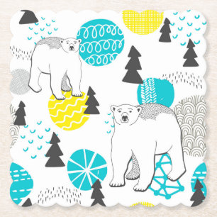 Polar bear paper coaster