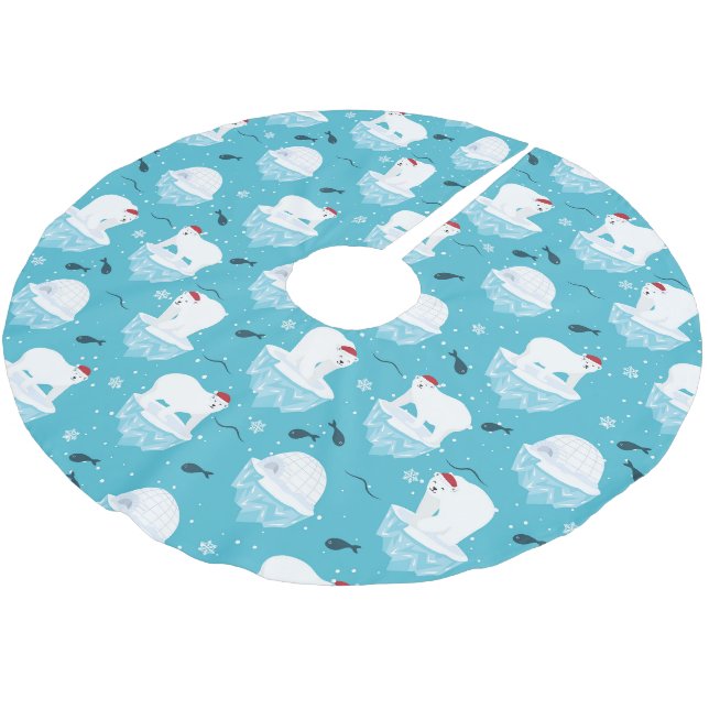 Polar Bear Party Brushed Polyester Tree Skirt (Angled)