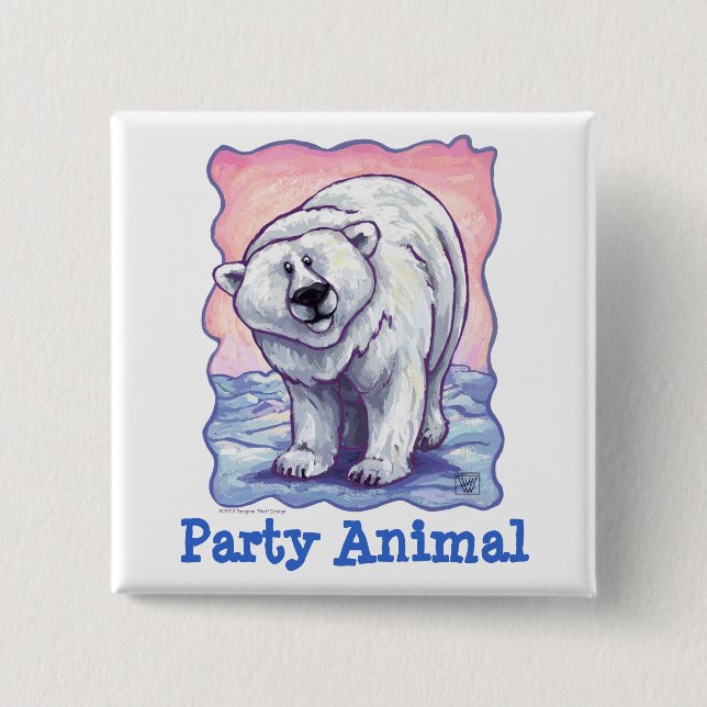 Polar Bear Party Centre 15 Cm Square Badge (Front)