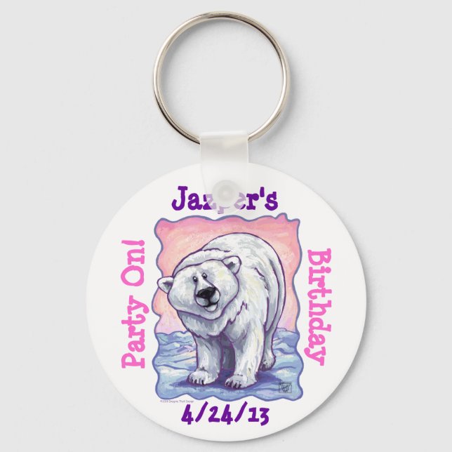 Polar Bear Party Centre Key Ring (Front)