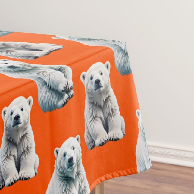 Polar Bear Pattern Design On Orange  Tablecloth (Creator Uploaded)