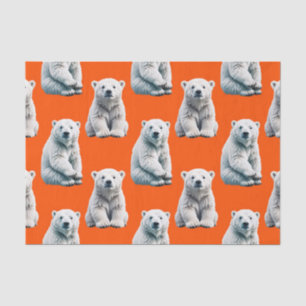 Polar Bear Pattern Design On Orange Tissue Paper