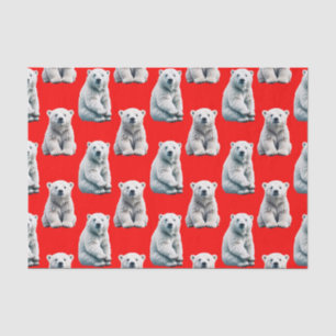 Polar Bear Pattern Design On Red  Tissue Paper