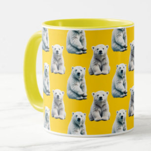 Polar Bear Pattern Design On Yellow Mug