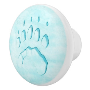 Polar Bear Paw Print Ceramic Knob