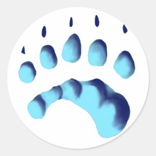 Polar Bear Paw Print Classic Round Sticker