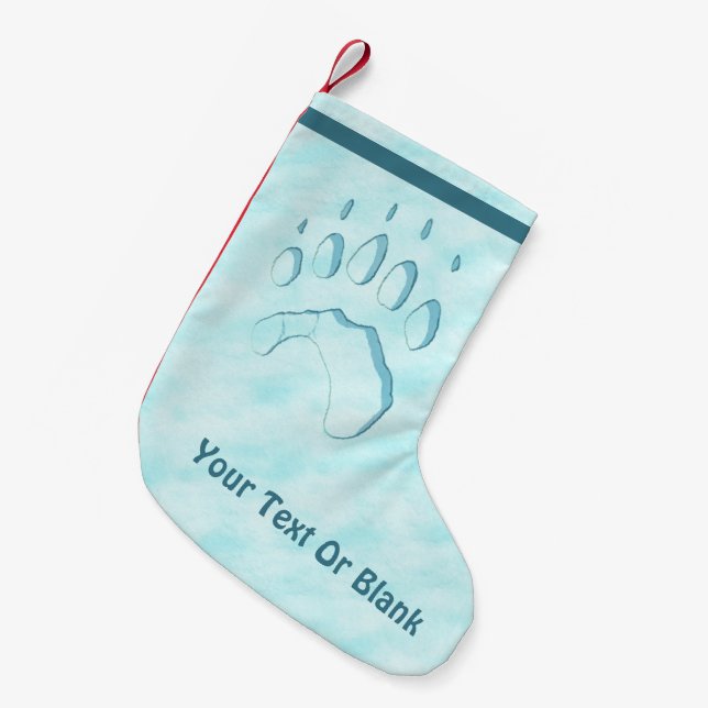 Polar Bear Paw Print Small Christmas Stocking (Front (Hanging))