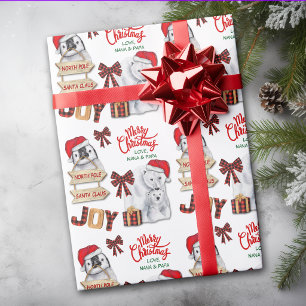 Polar Bear Penguin North Pole Santa Sign Wrapping Paper