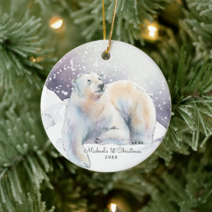 Polar Bear Personalised Christmas Ornament