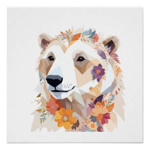 Polar Bear Playful Adorable Fun Animal Colourful Poster