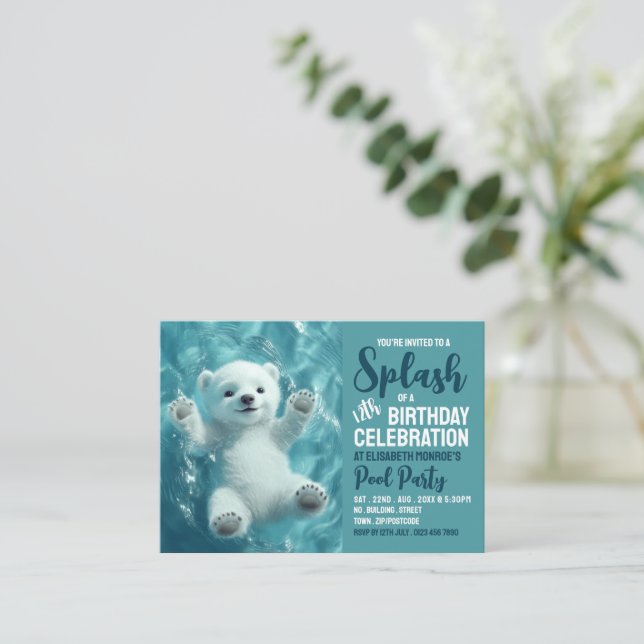 Polar Bear, Pool Party Birthday Handout Tickets (Standing Front)