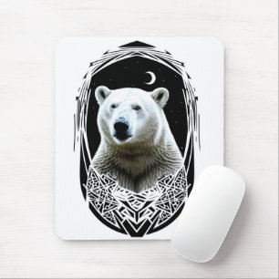 Polar bear portrait mouse pad