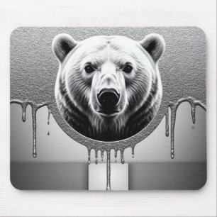Polar Bear Portrait With Metallic Drip Effect 🐻❄ Mouse Pad
