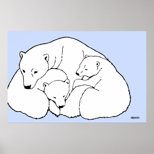 Polar Bear Poster Art Print Wildlife Home Decor (Front)