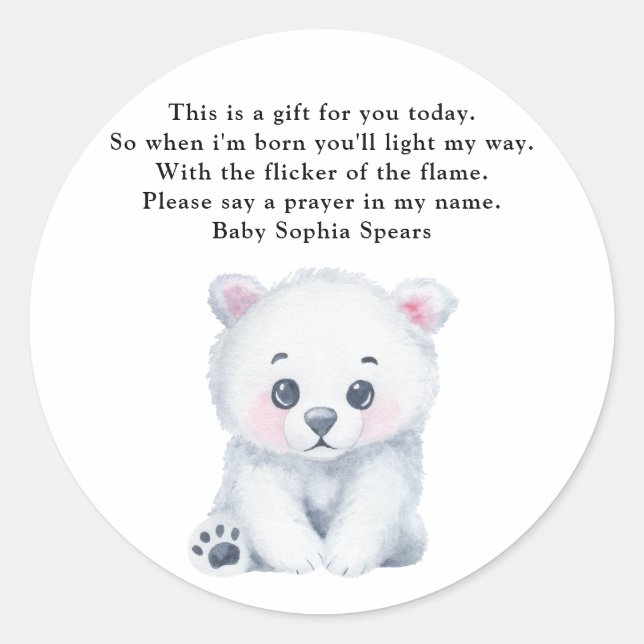 Polar bear - Prayer candle label (Front)