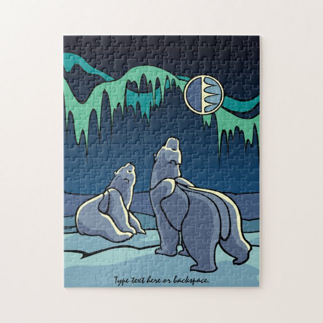 Polar Bear Puzzle Personalised Polar Bear Art Gift (Vertical)